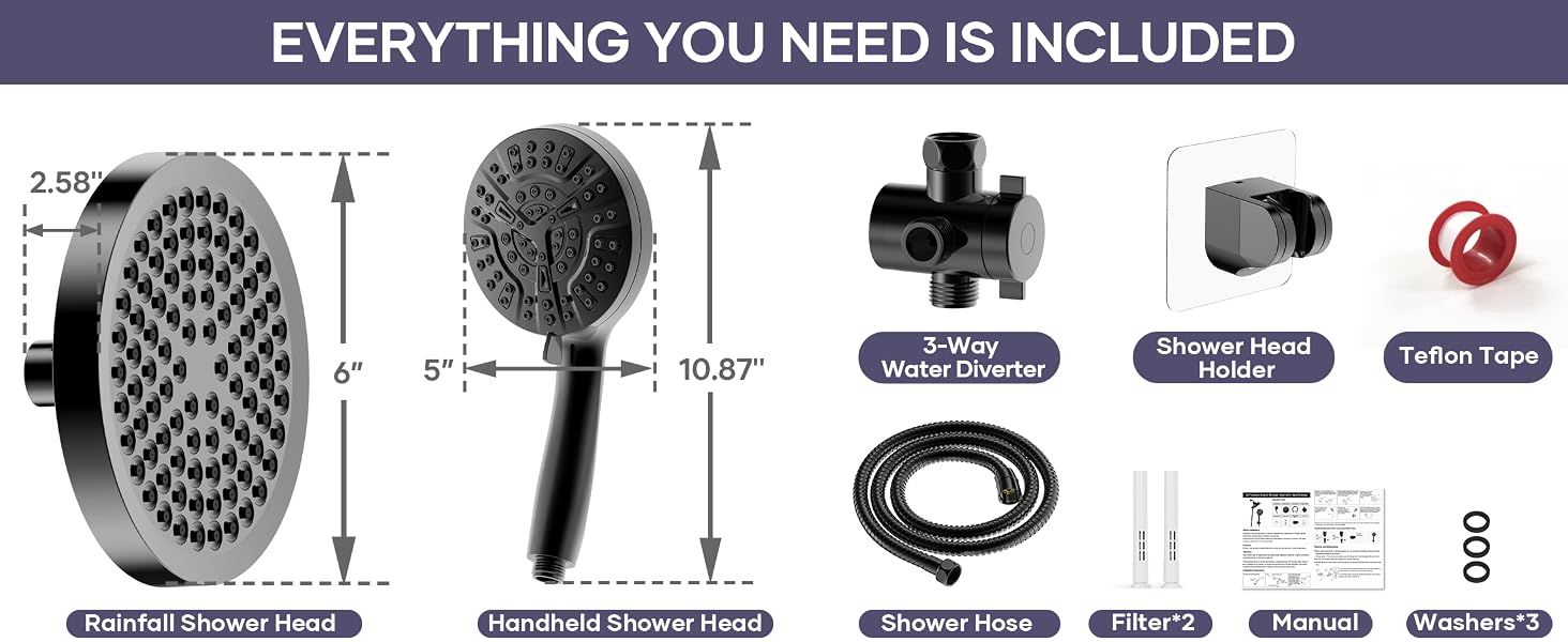 black shower head