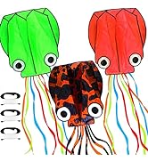 Octopus Kite 3 PACK Kites for Adults Easy To fly, 3D Beautiful Large Giant Kites with Kite String...