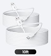 OXZEEWEE 2PCS 10FT/3M USB A to USB C Flexible Long Cable, 5V 2A 10W Type C Durable Charging and S...