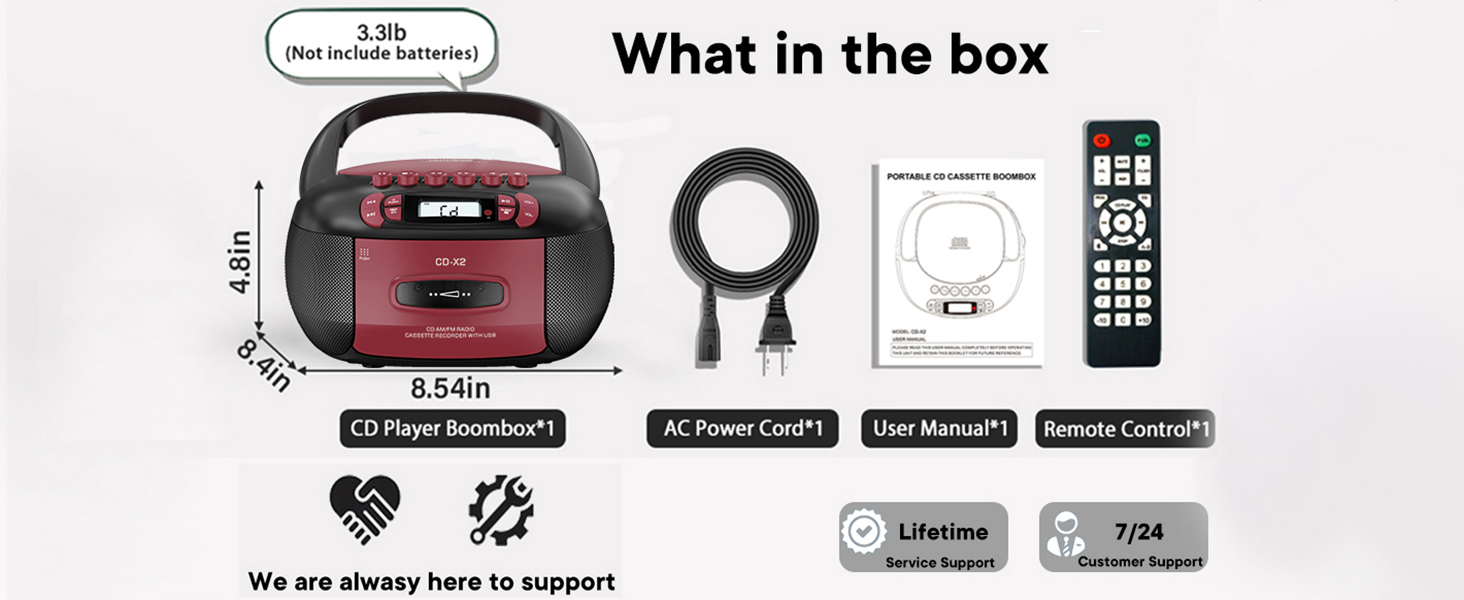 Package of cd cassette radio boombox