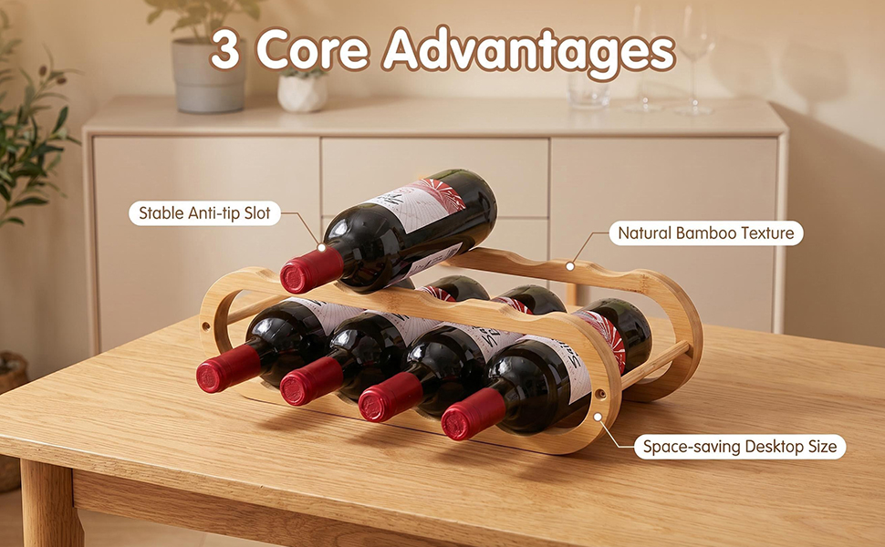 Wine Rack, Wood Countertop Wine Rack