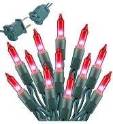Brightown Red Christmas Lights, 20FT 100 Count Incandescent Mini String Lights, Connectable Water...