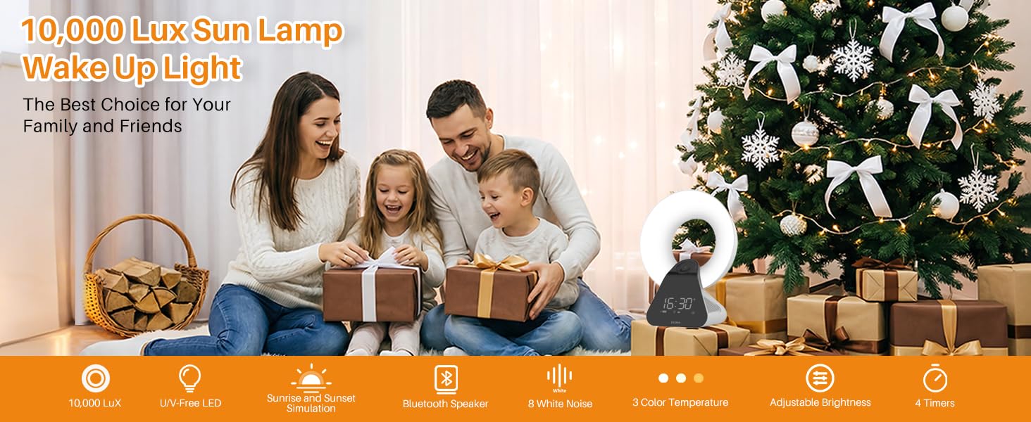 Voraiya Light Therapy Lamp Wake Up Light Sunrise Alarm Clock