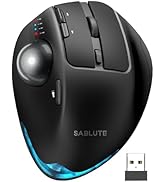 SABLUTE Wireless Trackball Mouse, Ergonomic Bluetooth Rechargeable Computer Mouse, Backlit Roller...