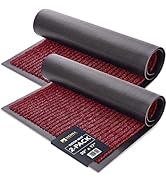 Sierra Concepts 2-Pack Front Door Mat Ribbed Red - Indoor Outdoor Floor Doormat Entryway Welcome ...