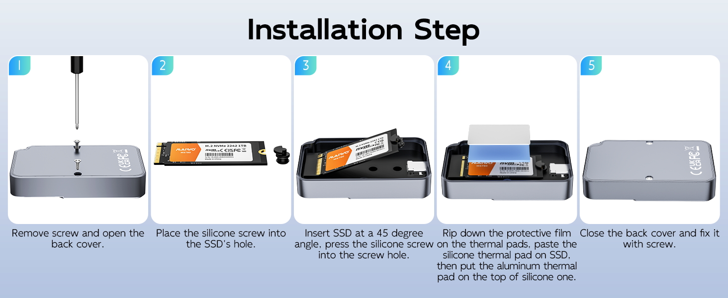 Magnetic NVMe enclosure 10Gbps for 2230 2242