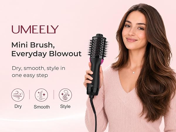dual voltage mini travel hair dryer brush