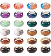 Craftdady Rondelle Spacer Beads 66Pcs Gradient European Beads Resin Gemstone Large Hole Beads Sli...