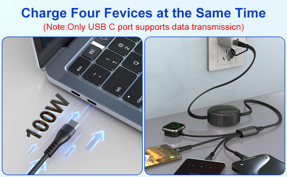 retractable charging cable multiple