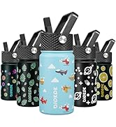 BJPKPK Water Bottle with Straw Lid, 15 oz Insulated Water Bottle, Stainless Steel Metal Water Bot...