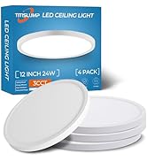 TITISLUMP LED Flush Mount Ceiling Light Fixture, 12 Inch, 24W, 3000K/4000K/5000K Color Selectable...