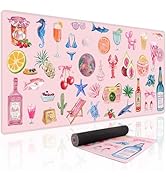 Baziabbo Pink Desk Mat,XXL Extended Large Mouse Pad,Gaming Mousepad with Stitched Edge,Non-Slip R...