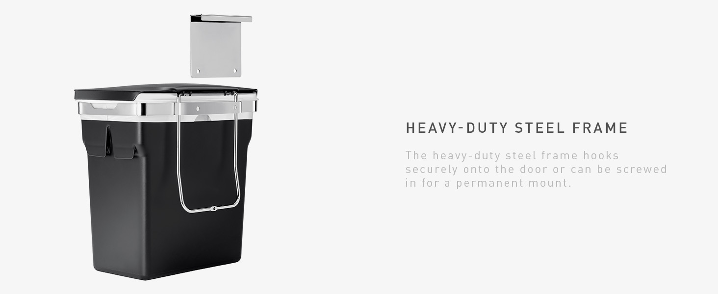 Heavy-Duty Steel Frame | Hooks securely onto the door or can be permanently mounted
