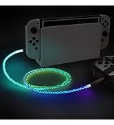 PlayVital 4.92FT Illuminated Charging Cable for Nintendo Switch OLED, USB Type C Charging Cord fo...