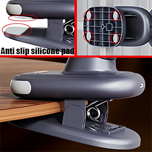 Designed with multiple silicone anti slip points and steel springs to ensure strong clamping force