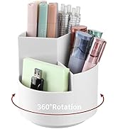 Desk Pencil Pen Holder, 3 Slots 360-Degree Spinning Pencil Pen Desk Organizers, Desktop Storage P...