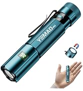 Yemao Emergency EDC Flashlight,Rechargeable 1500LM Mini Light - 6 Modes with Magnet/Clip,Portable...