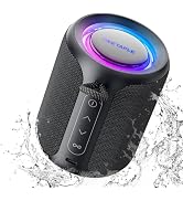 Portable Bluetooth Speaker, IP67 Waterproof &amp; Dustproof Wireless Speaker with Lights, 15W Loud St...