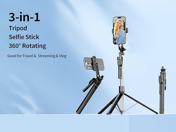 Phone Tripod and Selfie Stick, Tripod with Wireless Compatible with iPhone Android