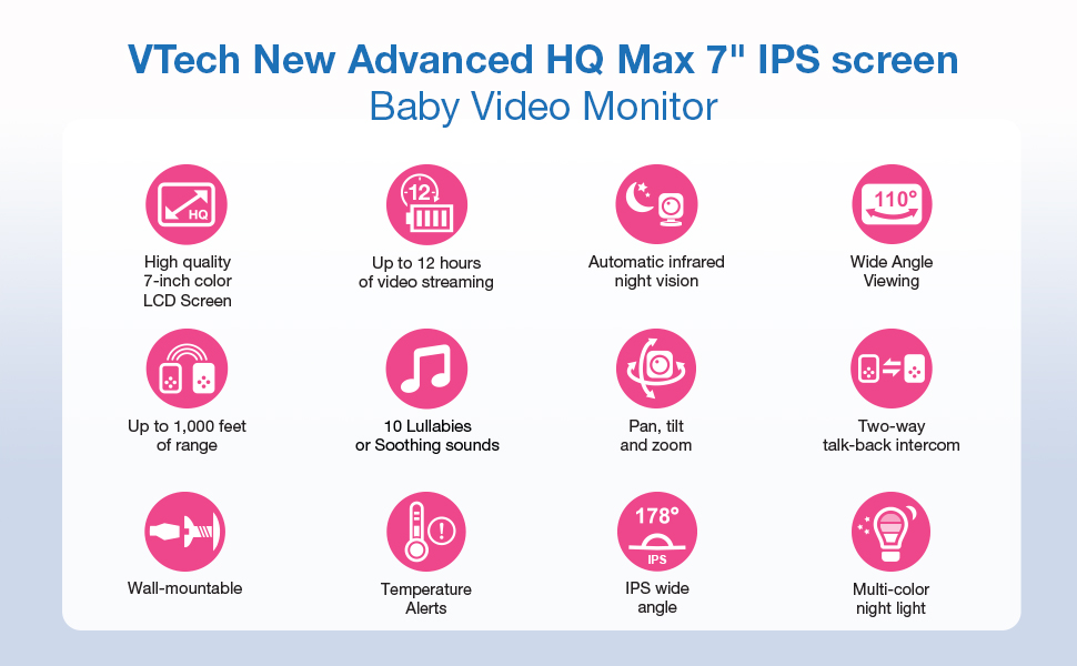 VTech HQ video baby monitor with camera and audio