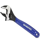 WORKPRO 8-Inch Adjustable Wrench, Cr-V Steel Wrench With Cushion Grip, Wide Jaw Black Oxide Wrenc...