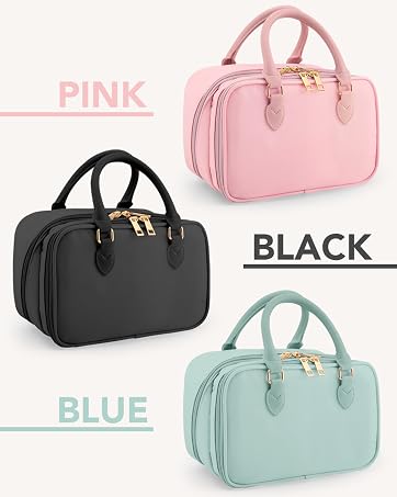 Travel Makeup Bag for Women Fashion Large Capacity Pouch Open Flat Cosmetic Portable Organizer