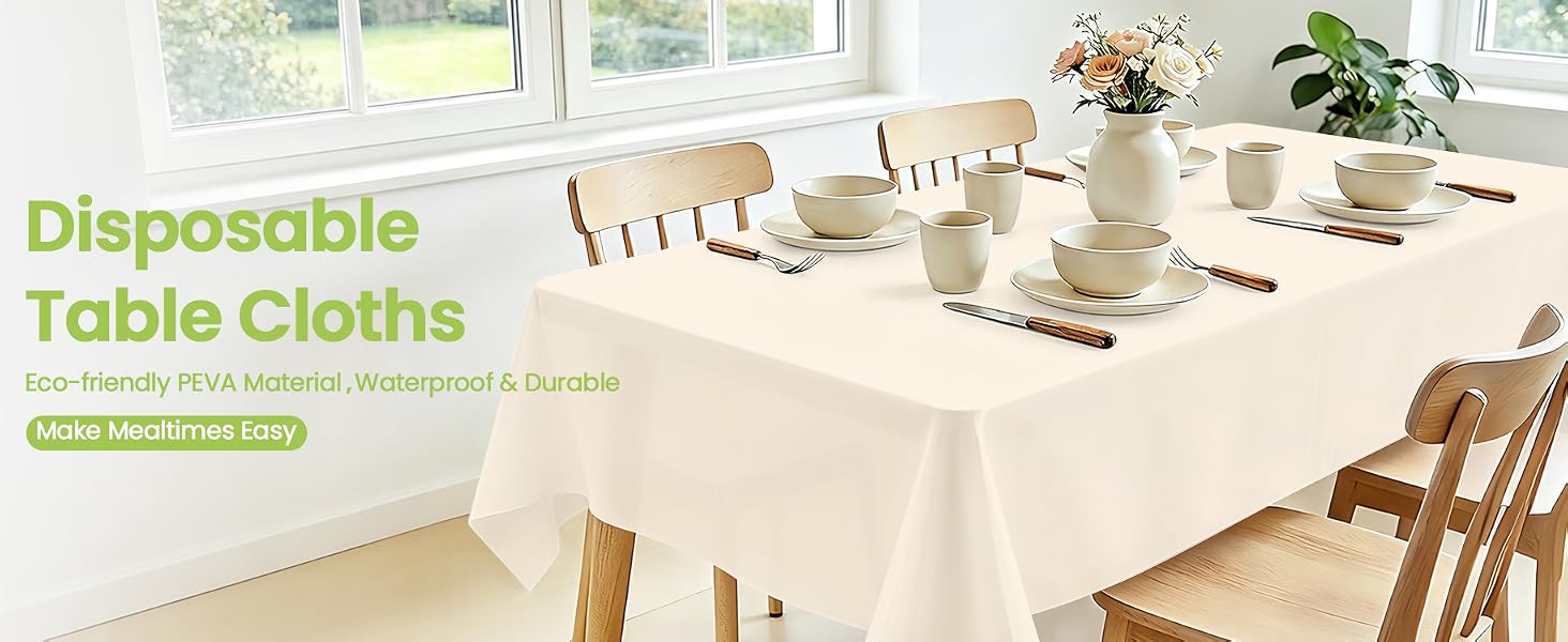 Cream tablecloth