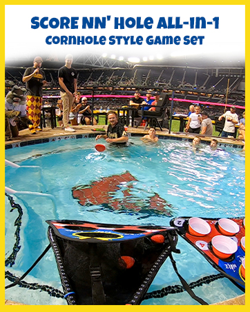 swimming pool corn hole game