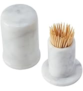 Apasqro Luxury White Carrara Marble Toothpick Holder with Lid – Elegant Toothpick Dispenser, Mode...