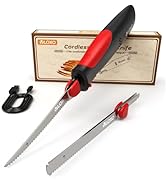 VLOXO Electric Knife for Meat Slicing, Rechargeable Electric Carving Knife with 2 Stainless Steel...