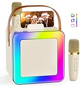 Karaoke Machine for Kids Adults, Portable Bluetooth Karaoke Speaker with 2 Wireless Microphones, ...