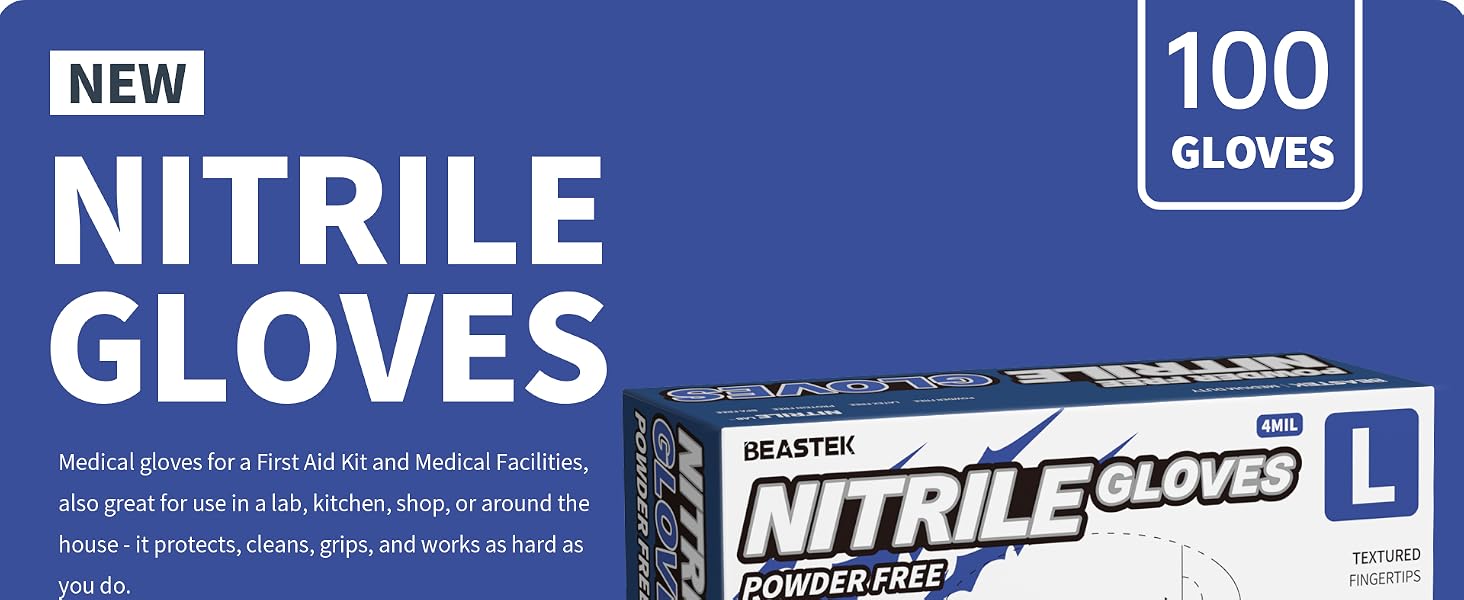 BEASTEK NITRIL GLOVES BLUE VIOLET MEDICAL EXAM GLOVES 4 MIL