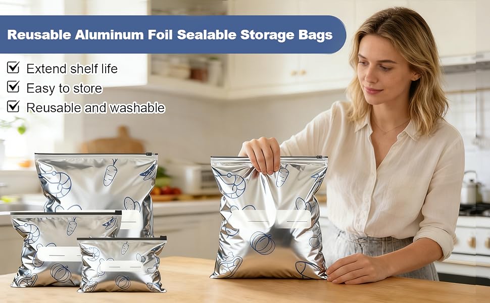 Reusable Aluminum Foil Sealable Storage Bags