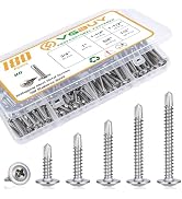 VGBUY 180Pcs #8 Self Tapping Screws Assortment Kit, 410 Stainless Steel Self Drilling Screws for ...