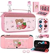 Gurgitat 8in1 Kits Accessories Bundle for Nintendo Switch OLED 2021 - Cute Carrying Case, Protect...