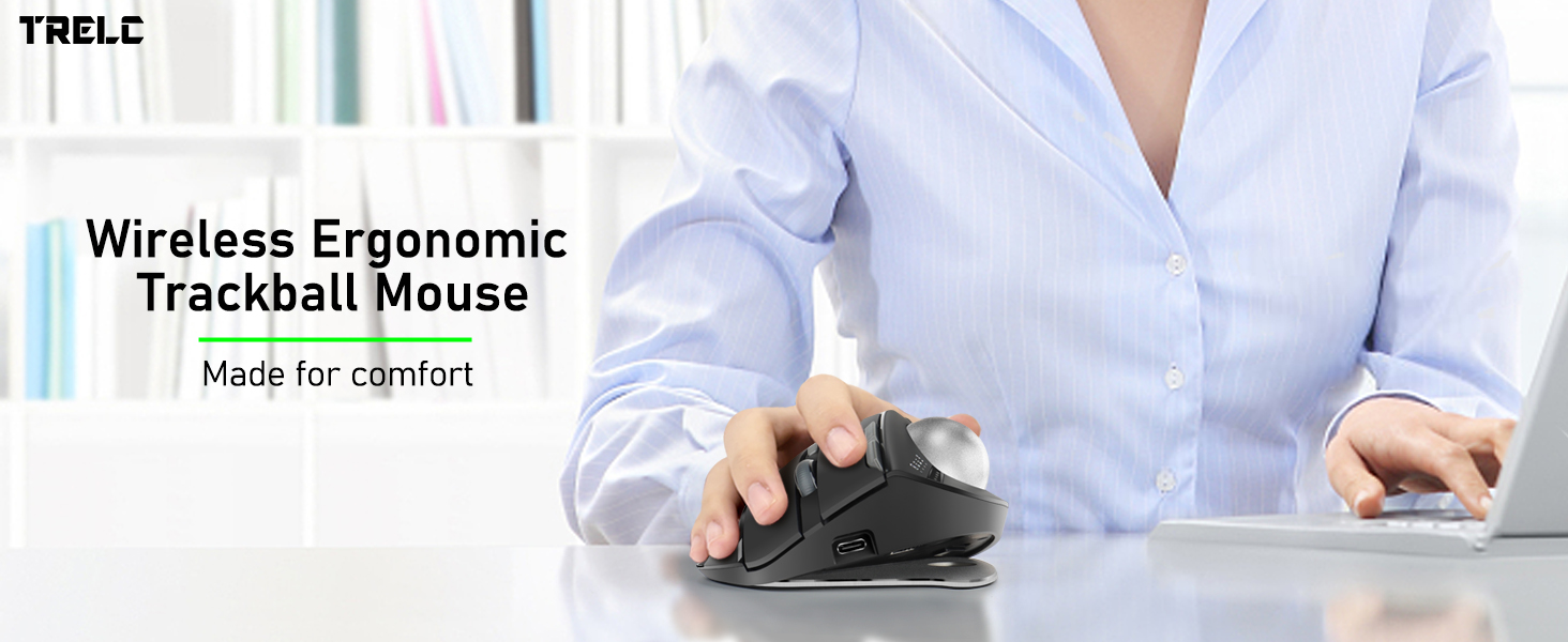Wireless Ergonomic Trackball Mouse