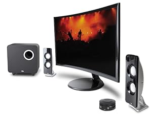CA-3610 PC Speakers next to monitor
