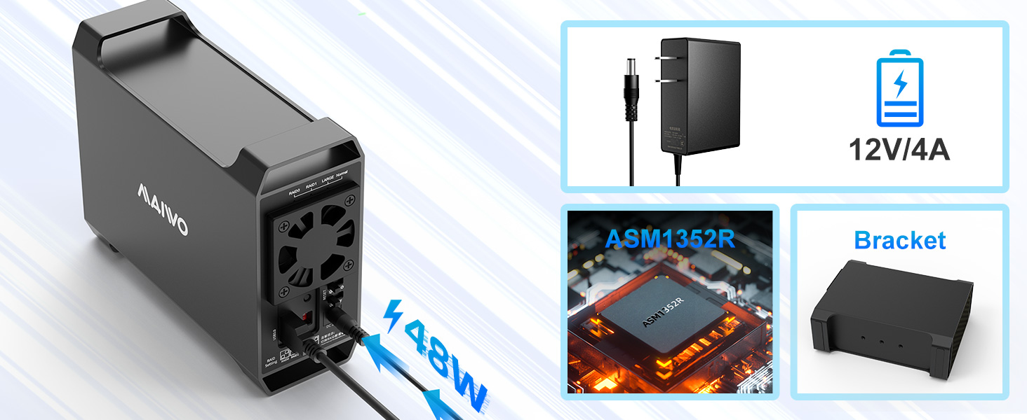 maiwo 2 bay das raid enclosure usb c to 3.5 sata hdd enclosure dual bay