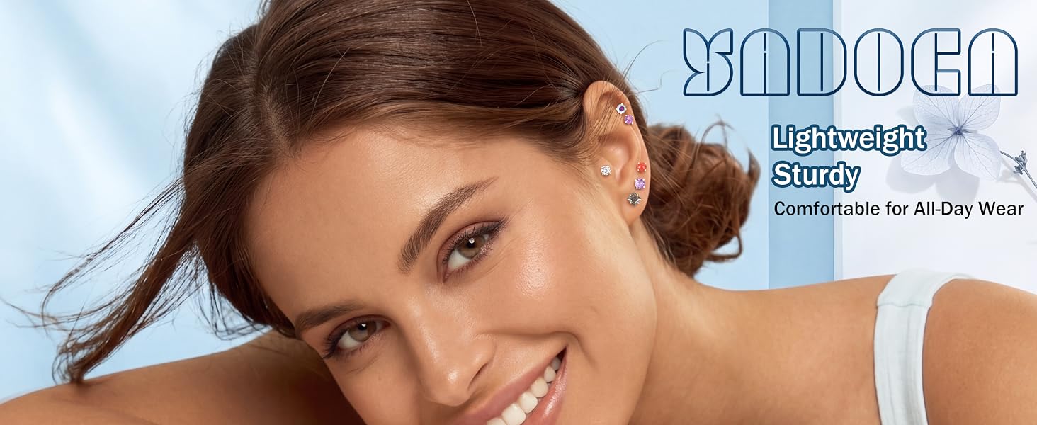 Hypoallergenic Surgical Steel Earrings - Flat Back Stud Earrings for Women
