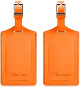 Travelambo Luggage Tags for Suitcases Faux Leather Privacy Protection 2 Pack Bag Tags Travel Acce...