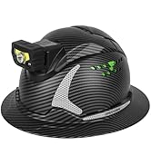 GREEN DEVIL Matrix Full Brim Hard Hat with Headlight Vented Construction Safety Helmet OSHA Appro...