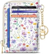 GIANCOMICS Slim Wallet Credit Card Holder Women, Purple Flower Rfid Blocking Small Card Case, Key...