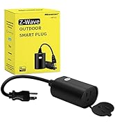 Minoston Z-Wave Plus Smart Plug, Outdoor On/Off Outlet Switch, ZWave Hub Required, Weather-Resist...
