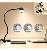 LED Desk Lamp with Clamp,Reading Light with Long Flexible Gooseneck,Clamp Light for Reading,Bed L...