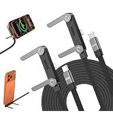 2Pack Invisible Stand Charging Cable, 240W USB-C to C &amp; Lightning Braided Cord with 2-in-1 360° A...