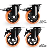 Caster Wheels, Heavy Duty 4 Inch Casters Set of 4, Locking Swivel Casters Wheels for Cart, Furnit...