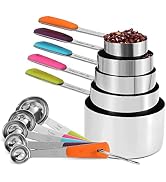 Bopei Measuring Cups and Spoons Set Stainless Steel 10 Piece for Cooking and Baking (5 Cups + 5 S...