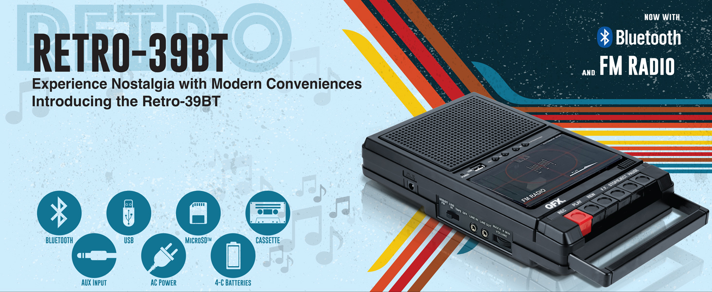 cassette tape player portable recorder walkman bluetooth mini deck stereo rewind classic retro music