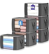 90 L Large Storage Bags, 6 Pack Clothes Storage Bins Foldable Closet Organizers Storage Container...