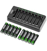 Rechargeable AA Batteries with Charger, BEVIGOR 10 Pack 2800mAh High Capacity Ni-MH Double A Batt...